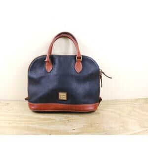 Dooney and Bourke Bag Black Brown Leather Dome Crossbody Handbag